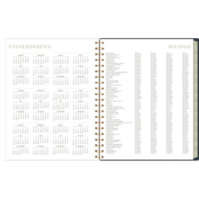 Cambridge® Leah Bisch Weekly/Monthly Floral Planner, Floral Artwork, 11" x 9.25", Blue/White/Gold Cover, 12-Month (Jan to Dec): 2025 (AAGLB34905) Each