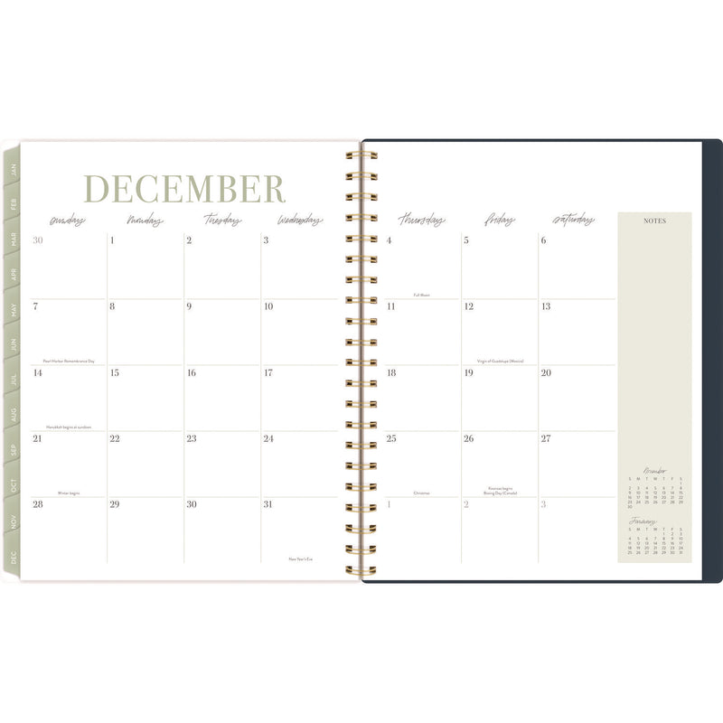 Cambridge® Leah Bisch Weekly/Monthly Floral Planner, Floral Artwork, 11" x 9.25", Blue/White/Gold Cover, 12-Month (Jan to Dec): 2025 (AAGLB34905) Each