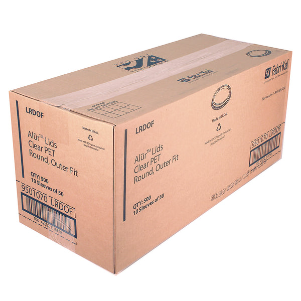 Fabri-Kal Recycleware Round Deli Container Lids, Clear, Plastic, 500/Carton (FABLRDOF) Case of 500