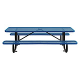 Global Industrial® Expanded Steel Picnic Table, Rectangular, 96 x 62 x 29.5, Blue Top, Blue Base/Legs (GBE277153BL) Each