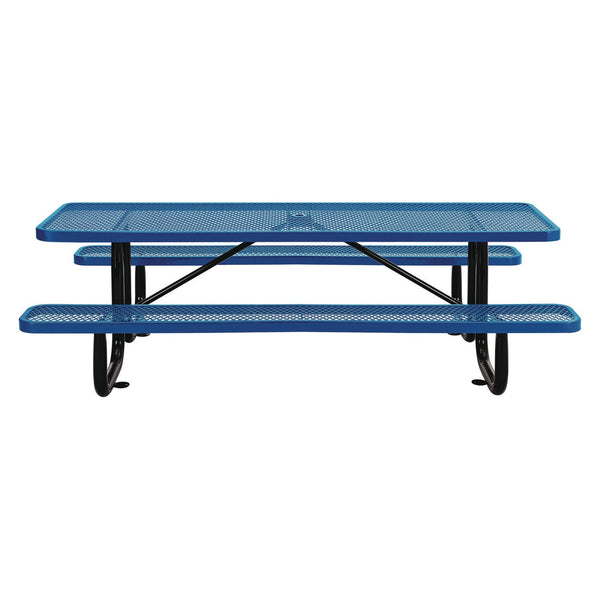 Global Industrial® Expanded Steel Picnic Table, Rectangular, 96 x 62 x 29.5, Blue Top, Blue Base/Legs (GBE277153BL) Each
