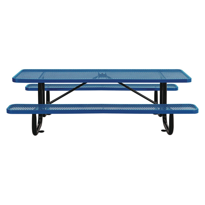Global Industrial® Expanded Steel Picnic Table, Rectangular, 96 x 62 x 29.5, Blue Top, Blue Base/Legs (GBE277153BL) Each