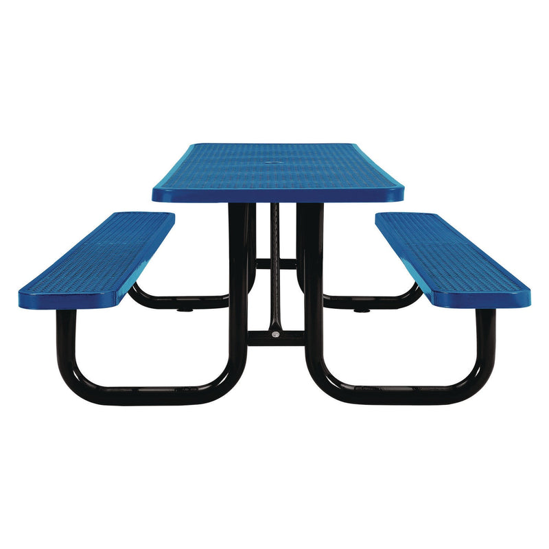 Global Industrial® Expanded Steel Picnic Table, Rectangular, 96 x 62 x 29.5, Blue Top, Blue Base/Legs (GBE277153BL) Each