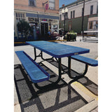 Global Industrial® Expanded Steel Picnic Table, Rectangular, 96 x 62 x 29.5, Blue Top, Blue Base/Legs (GBE277153BL) Each