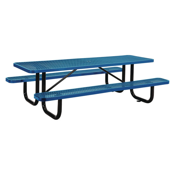 Global Industrial® Expanded Steel Picnic Table, Rectangular, 96 x 62 x 29.5, Blue Top, Blue Base/Legs (GBE277153BL) Each