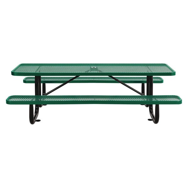 Global Industrial® Expanded Steel Picnic Table, Rectangular, 96 x 62 x 29.5, Green Top, Green Base/Legs (GBE277153GN) Each