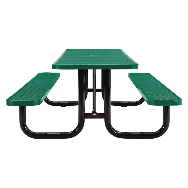 Global Industrial® Expanded Steel Picnic Table, Rectangular, 96 x 62 x 29.5, Green Top, Green Base/Legs (GBE277153GN) Each