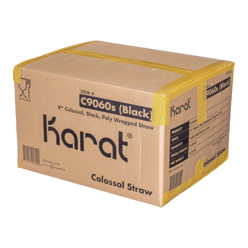 Karat Boba Straws, 9", Black, 1,600/Carton (KRTC9060SBLACK) Case of 1600