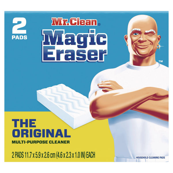 Mr. Clean Magic Eraser, 4.6 x 2.3, 1" Thick, White, 2/Pack, 12 Packs/Carton (PGC43515) Case of 12