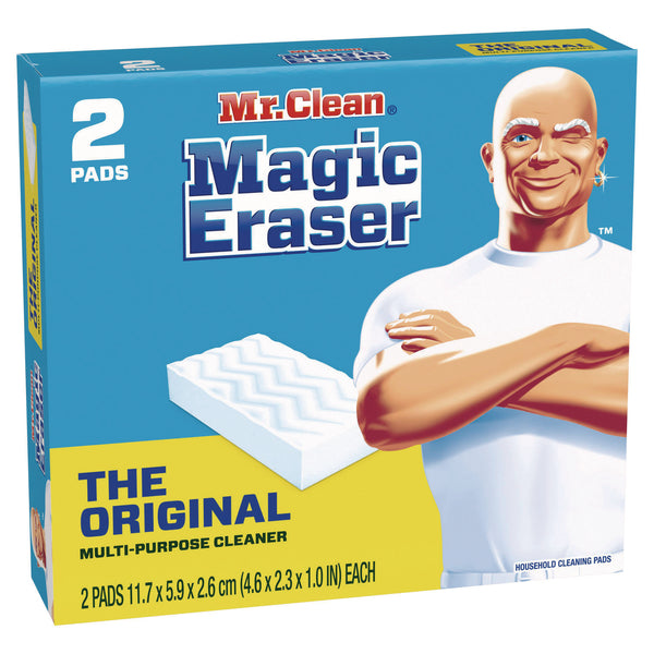 Mr. Clean Magic Eraser, 4.6 x 2.3, 1" Thick, White, 2/Pack, 12 Packs/Carton (PGC43515) Case of 12