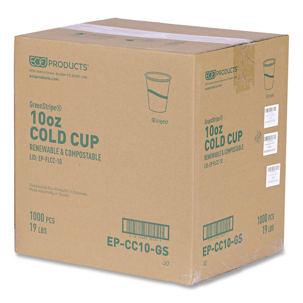 GreenStripe PLA Cold Cups, 10 oz, Plastic, Clear, 1,000/Carton (ECOEPCC10GS) Case of 1000