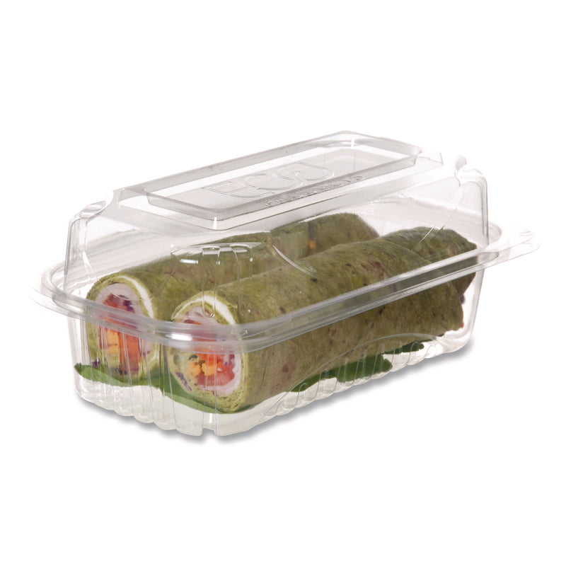 Renewable and Compostable Clear Clamshell Hinged Food Containers, 9 x 6 x 3, Plastic, 80/Pack, 3 Packs/Carton (ECOEPLC96) Case of 240