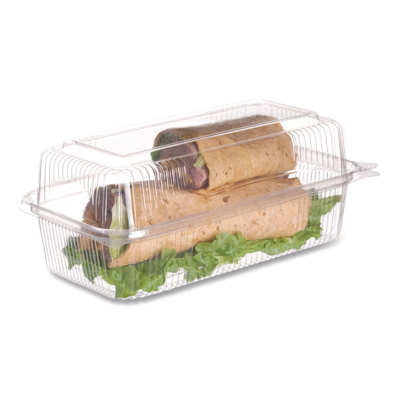 Renewable and Compostable Clear Clamshell Hinged Food Containers, 9 x 6 x 3, Plastic, 80/Pack, 3 Packs/Carton (ECOEPLC96) Case of 240