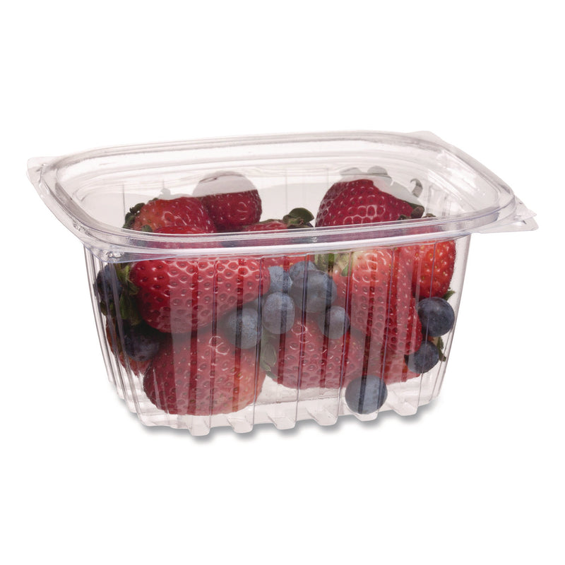 Renewable and Compostable Rectangular Deli Containers with Lid, 16 oz, 3 x 4 x 3, Clear, Plastic, 100/Pack, 3 Packs/Carton (ECOEPRC16) Case of 300