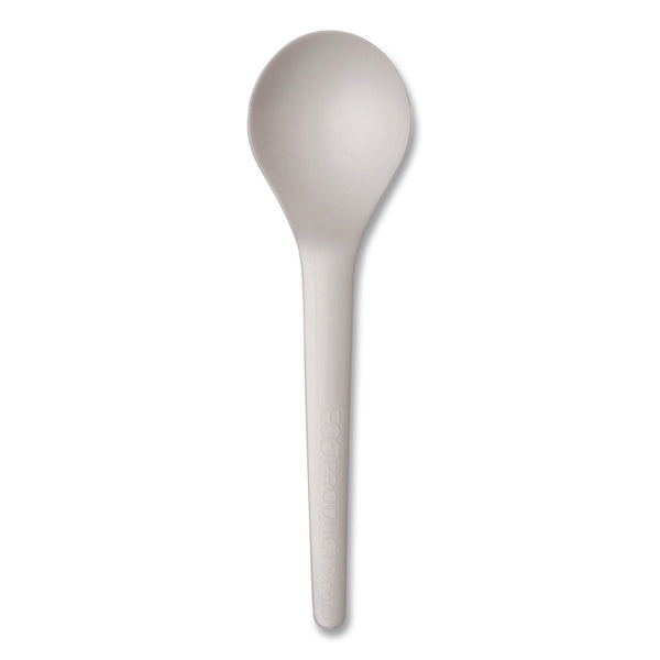 Plantware Compostable Soup Spoon, Heavyweight, Plastic, White, 50/Pack, 20 Packs/Carton (ECOEPS014) Case of 1000