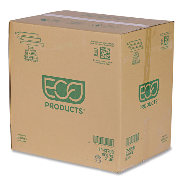 Wrapped Straw, 9.5", Clear, Plastic, 4,800/Carton (ECOEPST990) Case of 4800