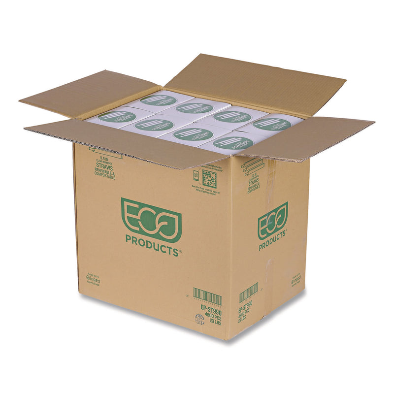 Wrapped Straw, 9.5", Clear, Plastic, 4,800/Carton (ECOEPST990) Case of 4800