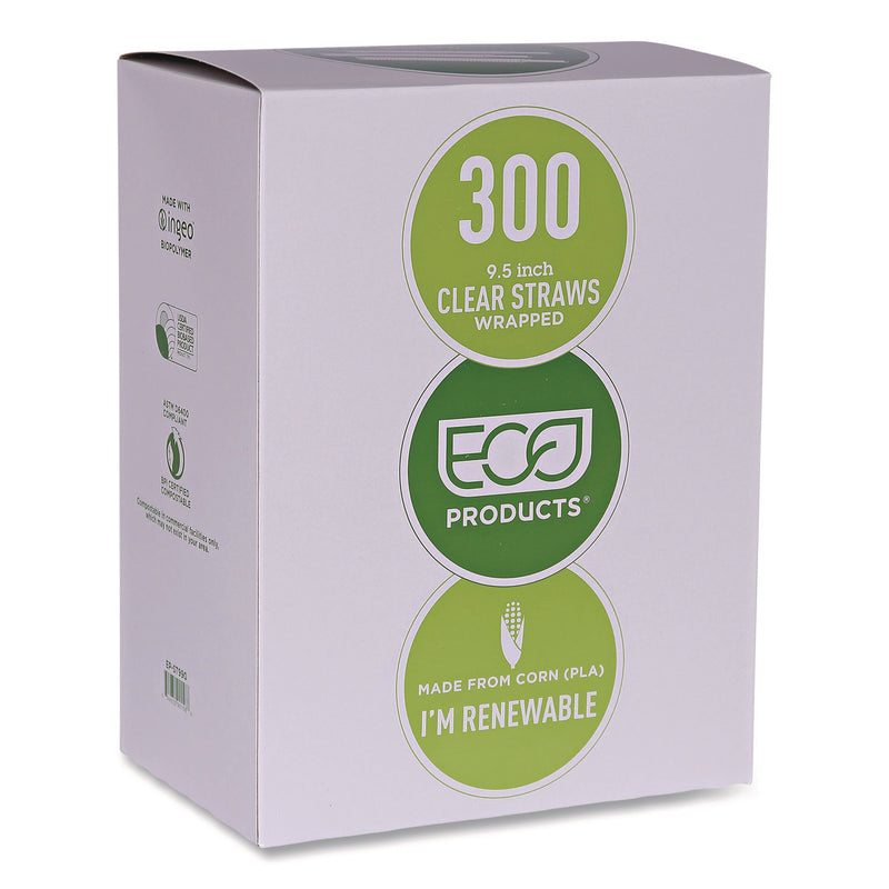 Wrapped Straw, 9.5", Clear, Plastic, 4,800/Carton (ECOEPST990) Case of 4800