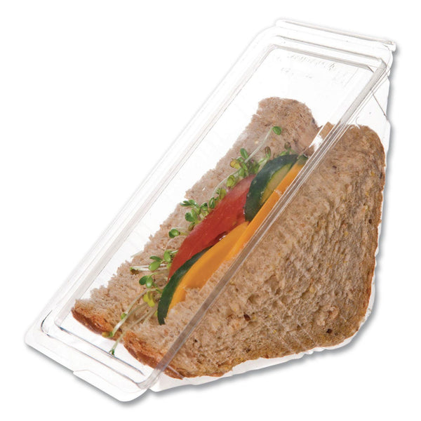 Compostable Takeout Wedge Sandwich Containers, 4.25 x 4.25 x 6.5 x 3, Clear, Plastic, 500/Carton (ECOEPSWH3) Case of 500