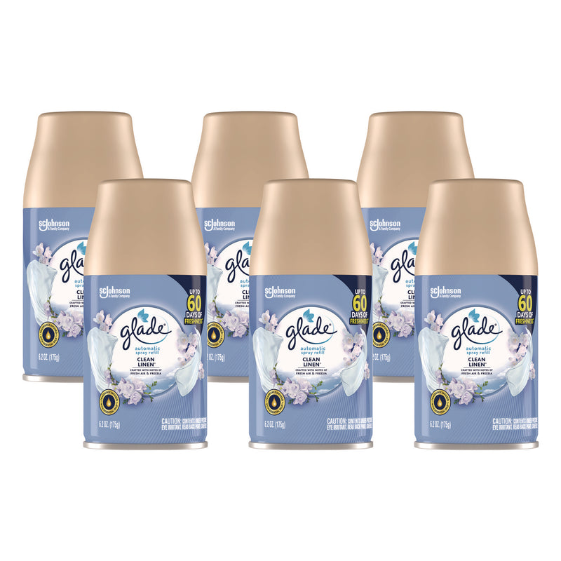 Glade® Automatic Air Freshener, Clean Linen, 6.2 oz, 6/Carton (SJN375364) NULL
