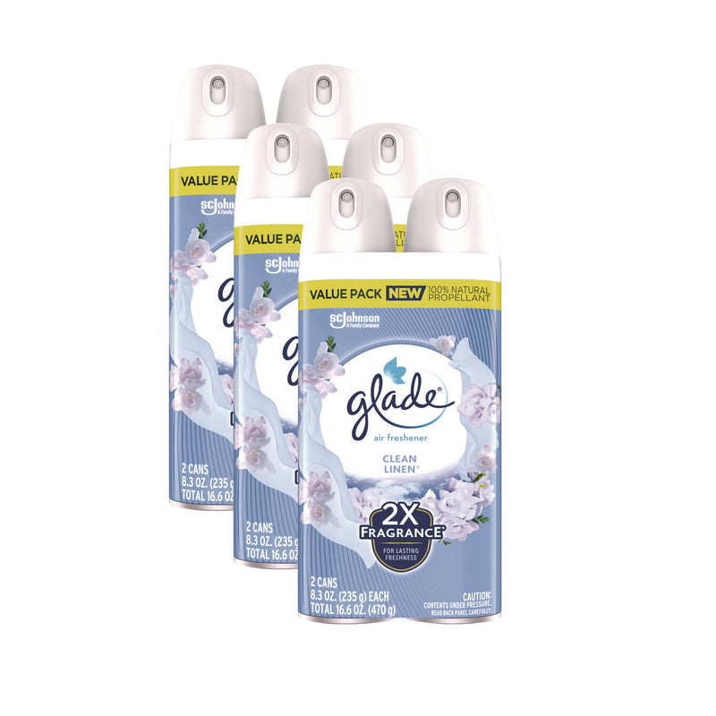 Glade Air Freshener, Clean Linen Scent, 8.3 oz, 2/Pack, 3Packs/Carton (SJN377363) Case of 3