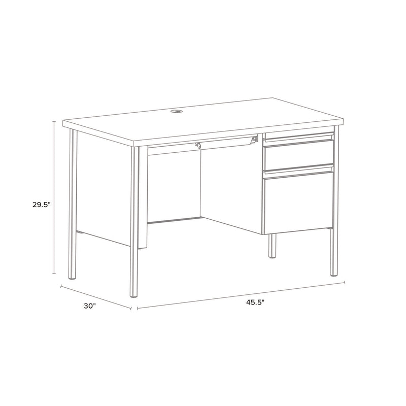 Alera® Single Pedestal Steel Desk, 45" x 24" x 29.5", Mahogany/Charcoal, Charcoal Legs (ALEHSD4524CM) Each