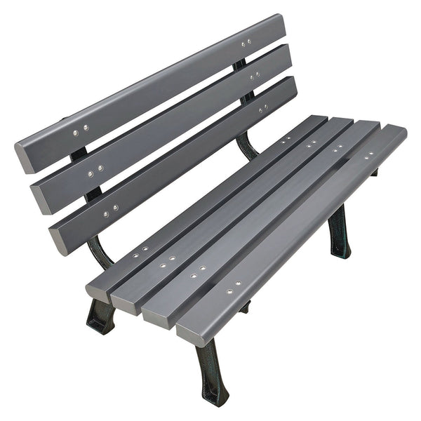 Global Industrial® Recycled Plastic Benches with Back, 48 x 23 x 28, Gray (GBE240125GY) Each