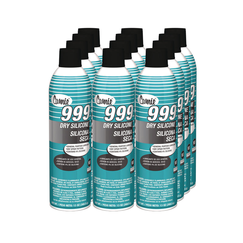 Camie 999 Dry Silicone, 13 oz Aerosol Can, 12/Carton (CGC999) Case of 12