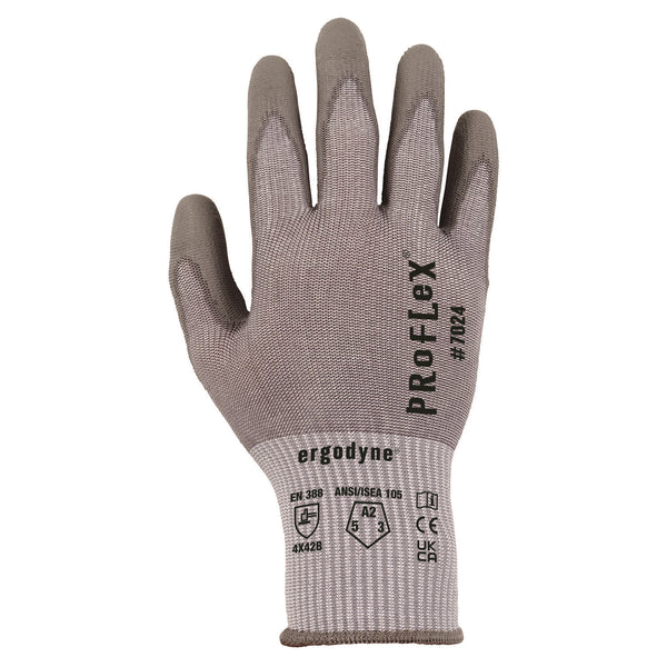 Ergodyne ProFlex 7024 ANSI A2 PU Coated CR Gloves, Gray, X-Small, Pair (EGO10401) 1 Pair