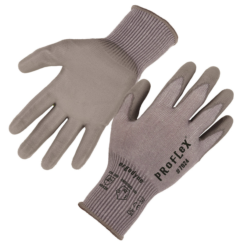 Ergodyne ProFlex 7024 ANSI A2 PU Coated CR Gloves, Gray, X-Small, Pair (EGO10401) 1 Pair