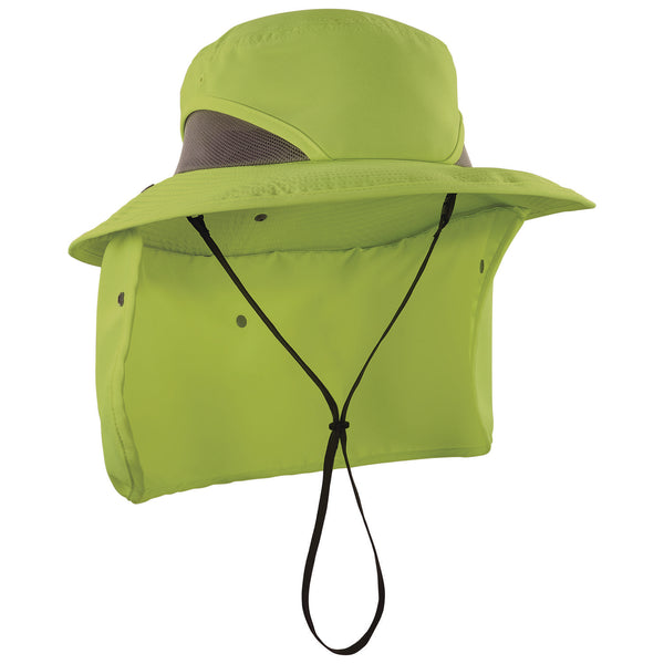Ergodyne Chill-Its 8934 Ranger Hat with Neck Shade, Microfiber/Polyester, Small/Medium, Lime (EGO12710) Each