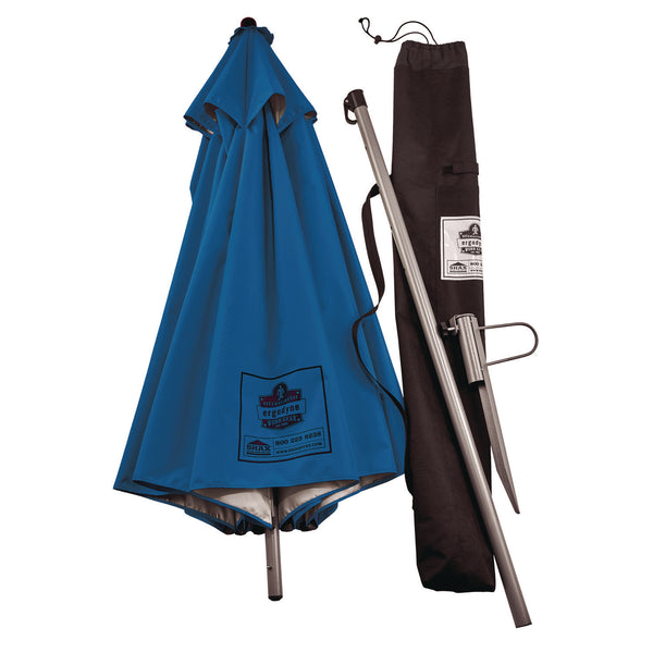 Ergodyne Shax 6100 Lightweight Work Umbrella, 90" Span, 92" Long, Blue Canopy (EGO12964) Each