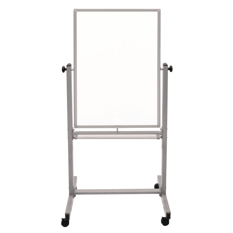 Luxor Mobile Magnetic Whiteboard, 27" x 59", White Surface, Satin Aluminum Frame (LXOL270) Each