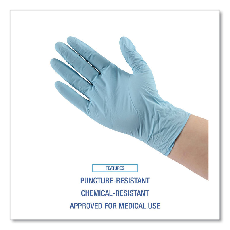 Boardwalk® Disposable Examination Nitrile Gloves, Powder-Free, X-Small, 5 mil Thick, 9.5" Long, Blue, 100/Box, 10 Boxes/Carton (BWK382XSCTA) Case of 1000