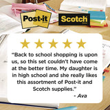 Scotch™ Office Essentials Kit, 7 Pads Assorted Super Sticky Notes, 1 Pack Flags, Roll Magic Tape, Roll Super-Hold Tape, 1 Scissors (MMMSPIPK) 1 KT