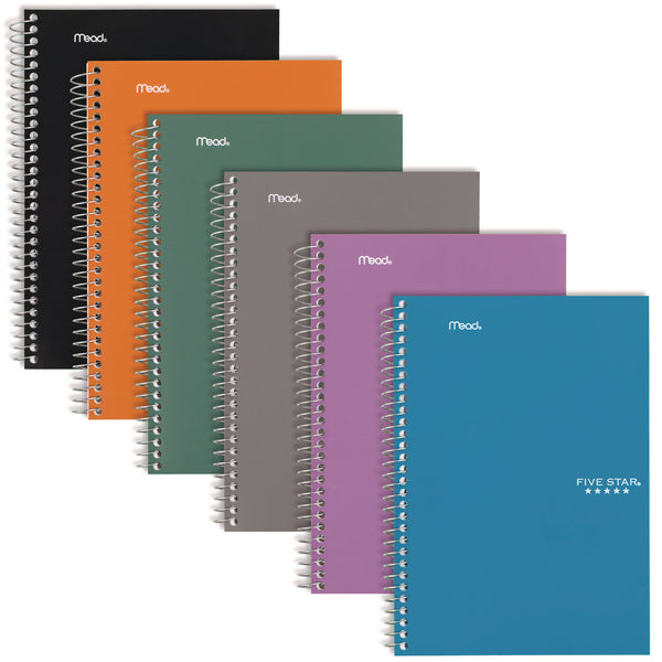 Five Star® Wirebound Notebook, 2-Subject, Medium/College Rule, Randomly Assorted Cover Color, (80) 9.6 x 6 Sheets (MEA840029) Each