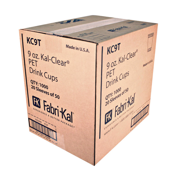 Fabri-Kal Kal-Clear True PET Cold Drink Cups, 9 oz, Clear, 50/Bag, 20 Bags/Carton (FABKC9T) Case of 1000