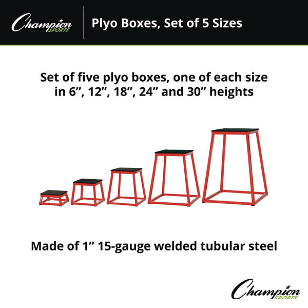 Champion Sports Plyo Box Set, 13", 15", 18", 21", 24", 5/Set (CSIPXBSET) Each
