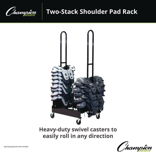 CH Products Mobile Two-Stack Shoulder Pad Rack, Metal, 176 lb Capacity, 24" x 30" x 69", Black (CSIFBSPR2) Each