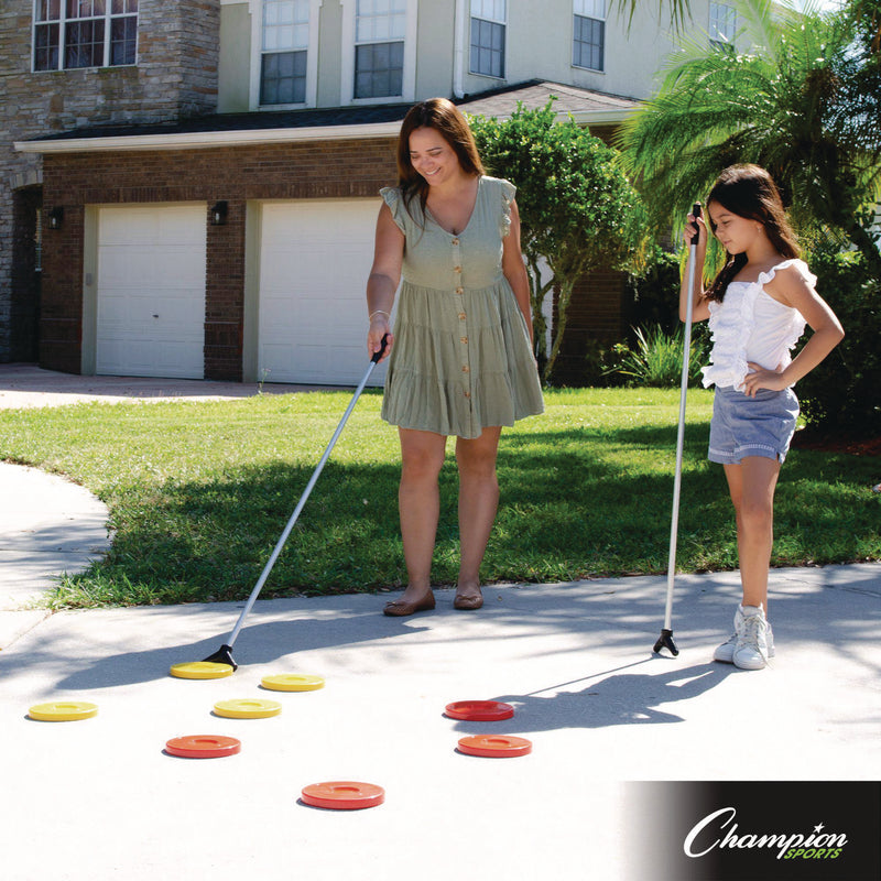 Champion Sports Economy Shuffleboard Set, 15-ft Court, Four 51" Cues, Eight Discs (CSISBA20) Each