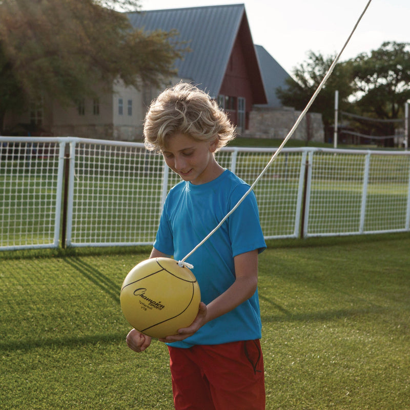 Champion Sports Deluxe Tether Ball Set, Tetherball/102" Cord/(4) 24" Telescoping Poles/Carry Bag/Pump with Needle (CSIDTBSET) Each