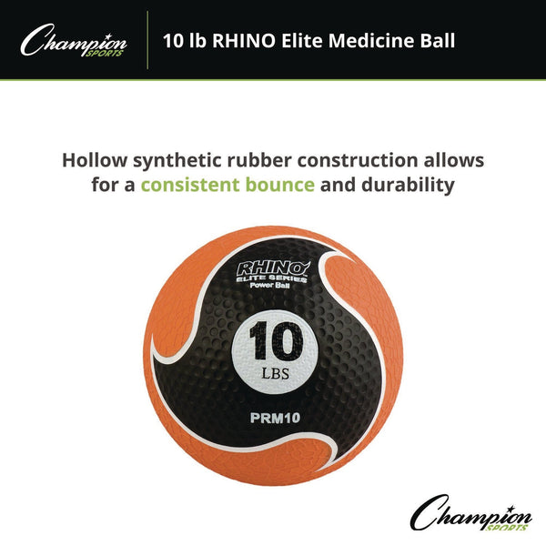Champion Sports Rhino Elite Medicine Ball, 10 lb, Orange (CSIPRM10) Each