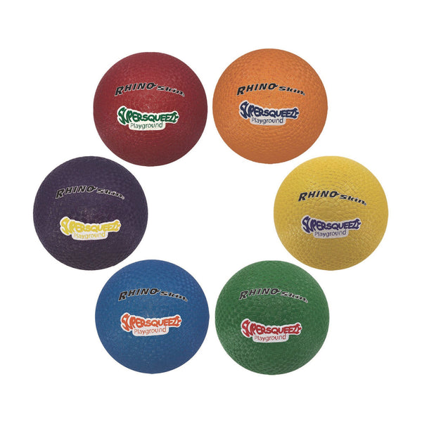 Champion Sports Rhino Skin Super Squeeze Playground Ball Set, 7.5" Diameter, Assorted Colors, 6/Set (CSISQPGSET) Each