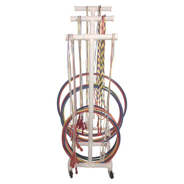 Champion Sports Jump Rope and Hoop Cart, Plastic, 19 x 28 x 69, White (CSIRHRACK) Each