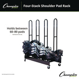 Champion Sports Mobile Four-Stack Shoulder Pad Rack, Metal, 176 lb Capacity, 24" x 59" x 68", Black (CSIFBSPR4) Each