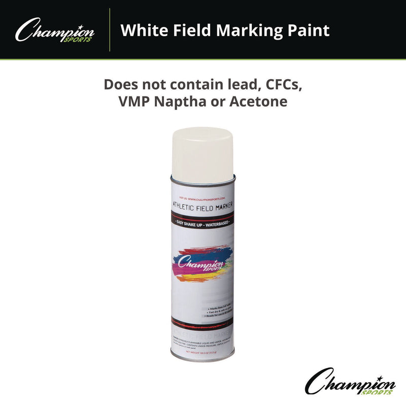 Champion Sports Field Marking Paint, 18 oz Aerosol Spray, White (CSIFMP2W) Case of 12