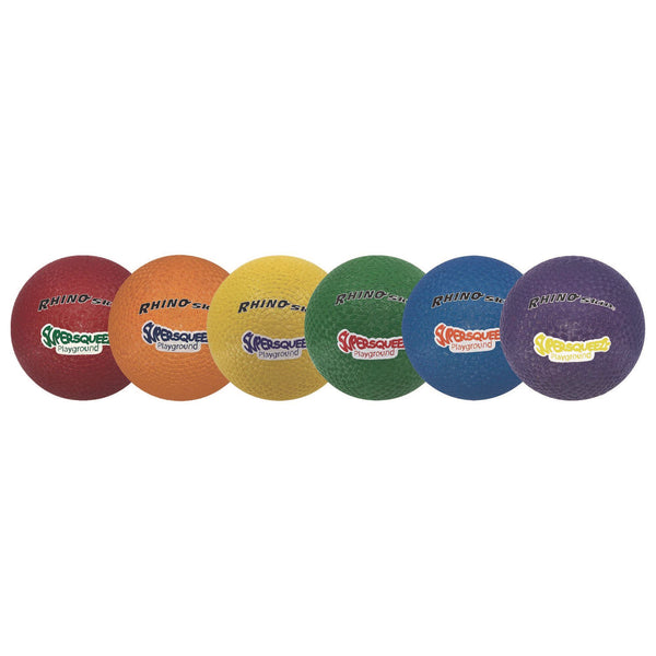 Champion Sports Rhino Skin Super Squeeze Playground Ball Set, 7.5" Diameter, Assorted Colors, 6/Set (CSISQPGSET) Each