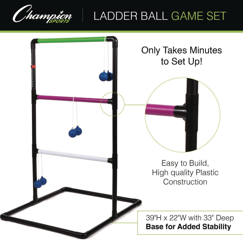 Champion Sports Ladder Ball Game Set, (2) 22" x 37.5" Ladders/(6) Bolas/Carry Bag (CSILGSTSET) Each