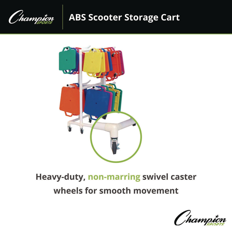 Champion Sports ABS Scooter Storage Cart, Plastic, 176 lb Capacity, 21 x 27 x 54, White (CSIMSCART) Each