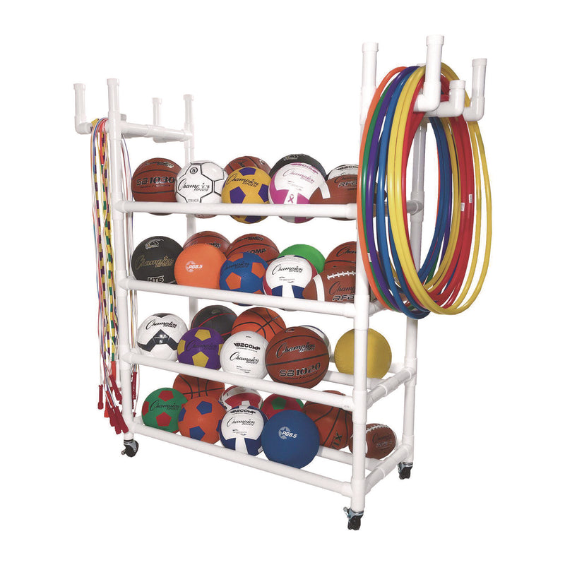 Champion Sports Equipment Cart, Plastic, 176 lb Capacity, 19 x 61 x 62, White (CSIPECART) Each